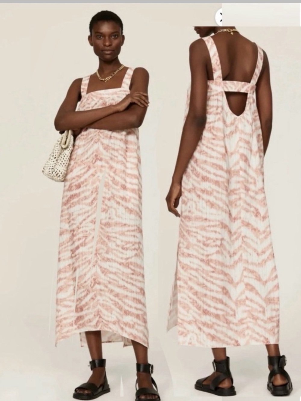 Pink and White Patterned Maxi Dress - Picture 1 of 15